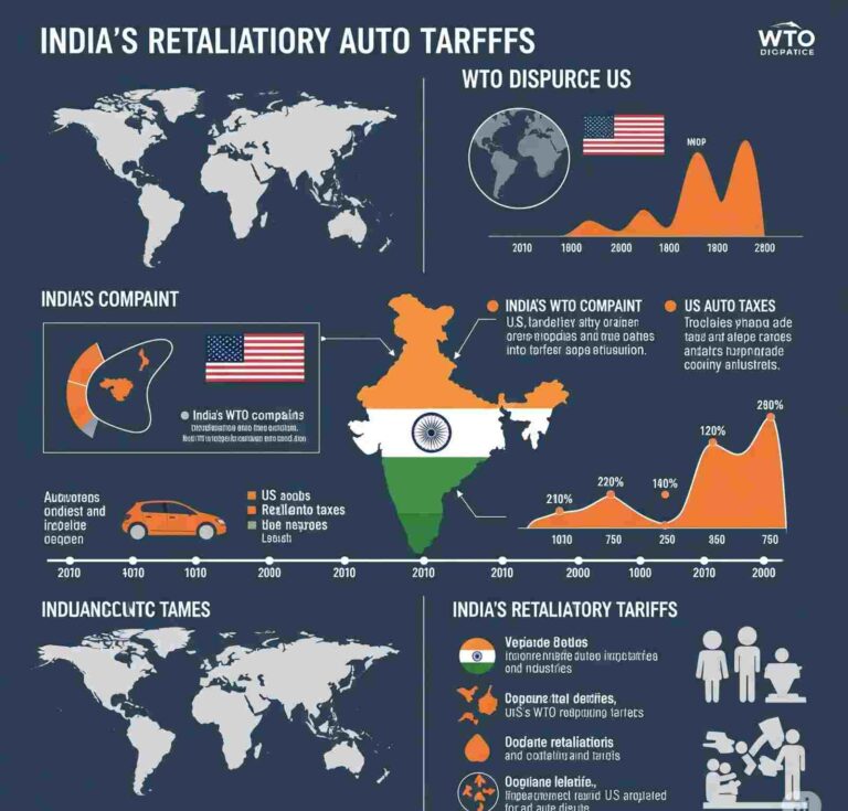 India announces auto tariffs on US products under WTO rules.