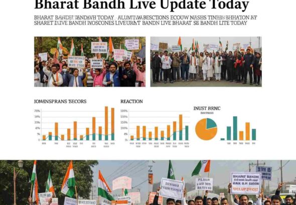 Live protest during Bharat Bandh on July 13, 2025 in Kolkata.
